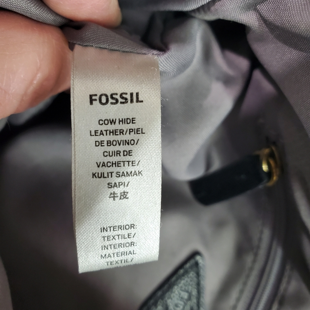 FOSSIL 1954 Black Pebbled Cowhide Leather Adjustable Crossbody Bag & Coin Purse - Picture 11 of 16